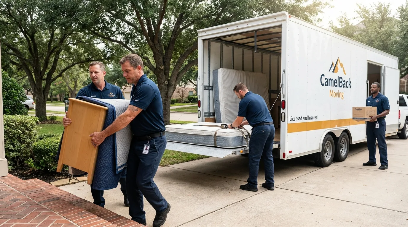 Crew loading residential truck for cross-state move from New Bloomfield, PA