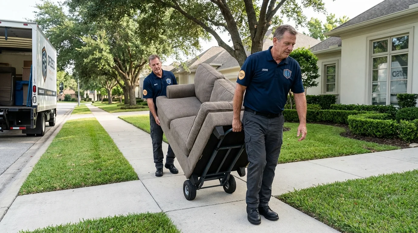 Local residential moving crew loading furniture in New Bloomfield, PA